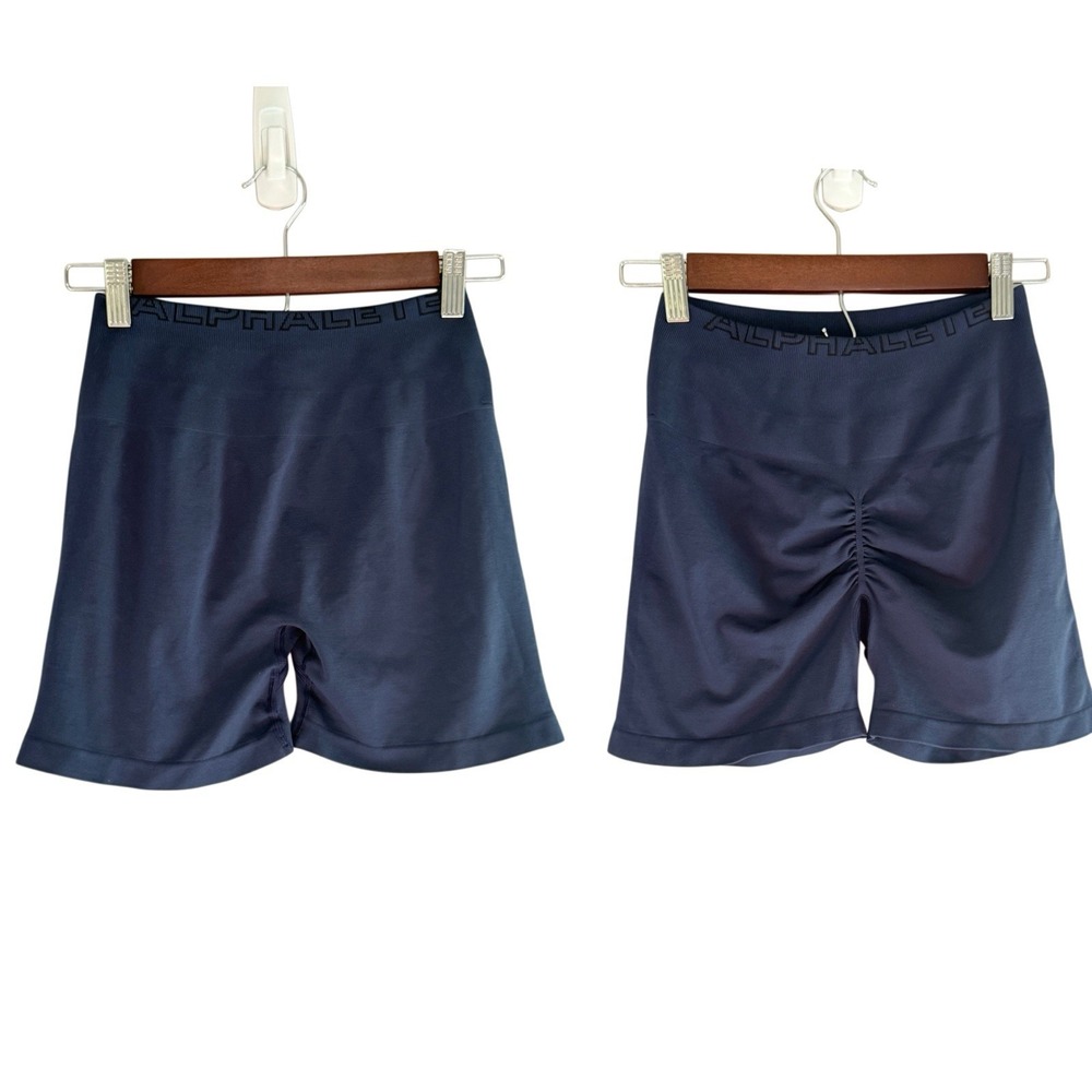 NWT Alphalete Amplify Biker Shorts Athletic Scrunch Butt Gym Run Navy Blue Med